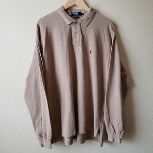 Khaki Long Sleeve Polo Shirt - Ralph Lauren